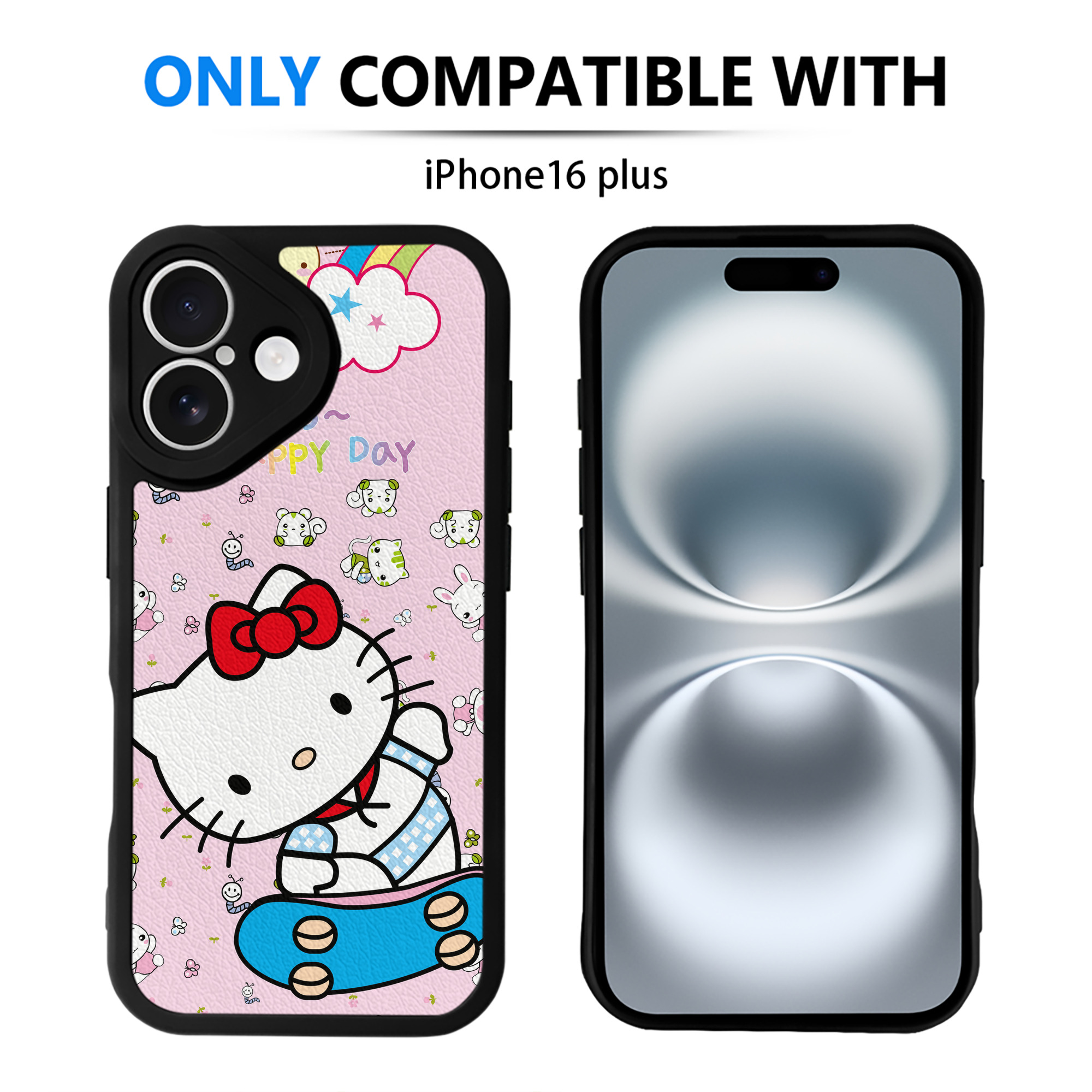 （画像用） Hello Kitty ハローキティ 【iPhone 16シリーズ対応】シリコンスマホケース（レザー調） 材質：シリコン